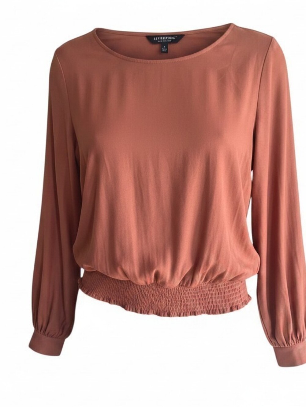 Liverpool Rust Smocked-Hem Blouse